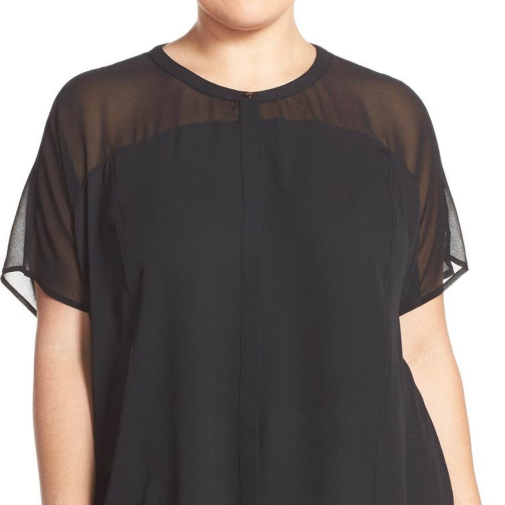 SeJour Black Chiffon Blouse 0X Nordstrom